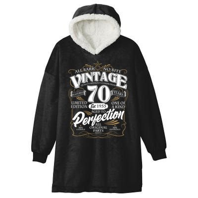 Vintage All Bark No Bite 70th Birthday Est 1955 Hooded Wearable Blanket