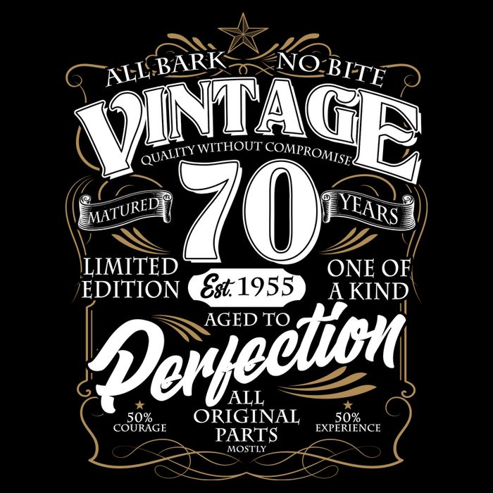 Vintage All Bark No Bite 70th Birthday Est 1955 Button