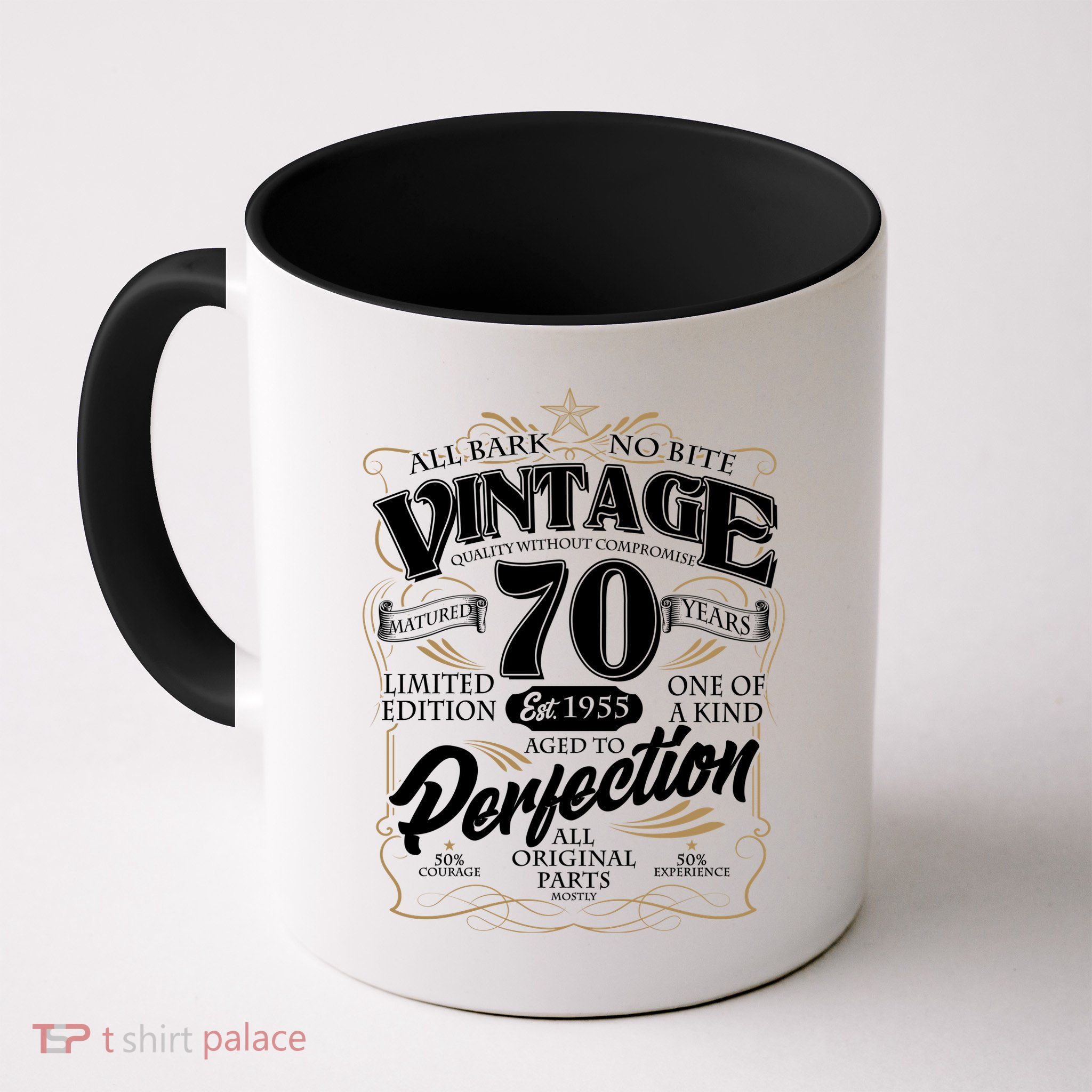 Vintage All Bark No Bite 70th Birthday Est 1955 Mug