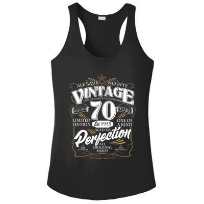 Vintage All Bark No Bite 70th Birthday Est 1955 Ladies PosiCharge Competitor Racerback Tank