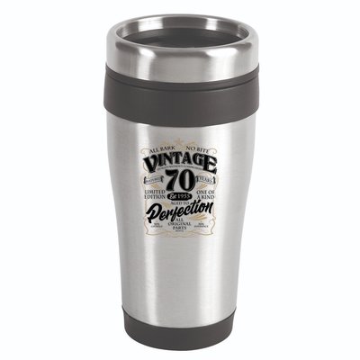 Vintage All Bark No Bite 70th Birthday Est 1955 16oz Travel Tumbler