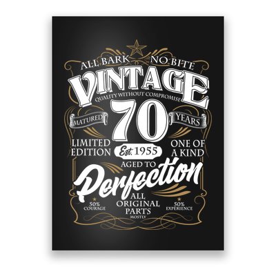 Vintage All Bark No Bite 70th Birthday Est 1955 Poster