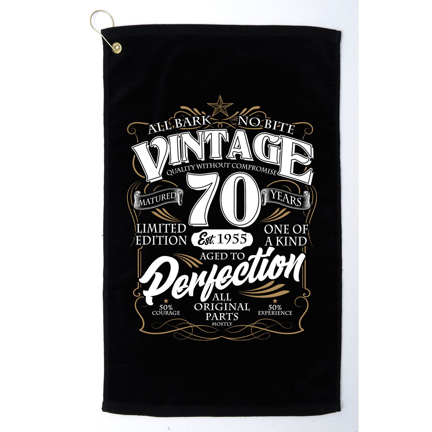 Vintage All Bark No Bite 70th Birthday Est 1955 Golf Towel