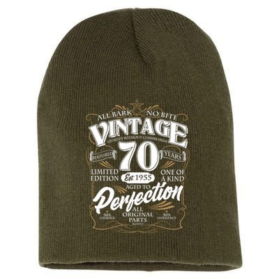 Vintage All Bark No Bite 70th Birthday Est 1955 Short Acrylic Beanie