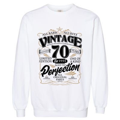 Vintage All Bark No Bite 70th Birthday Est 1955 Garment-Dyed Sweatshirt