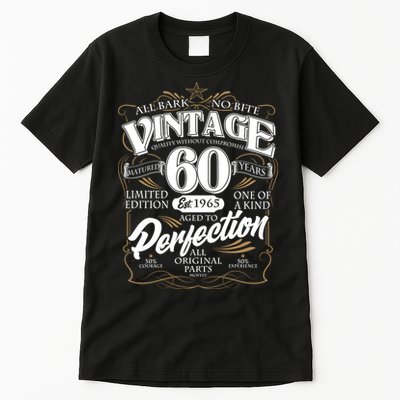 Vintage All Bark No Bite 60th Birthday Est 1965 Tall T-Shirt