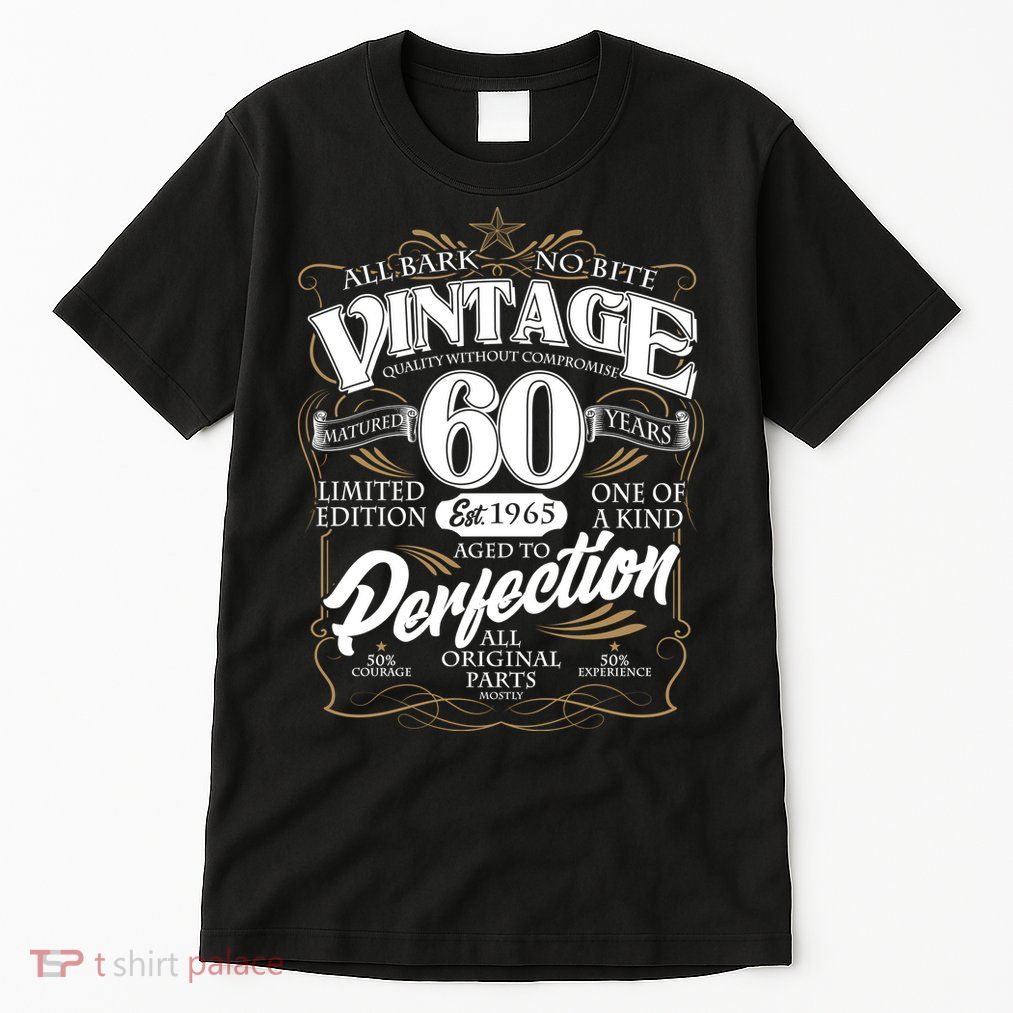 Vintage All Bark No Bite 60th Birthday Est 1965 Tall T-Shirt