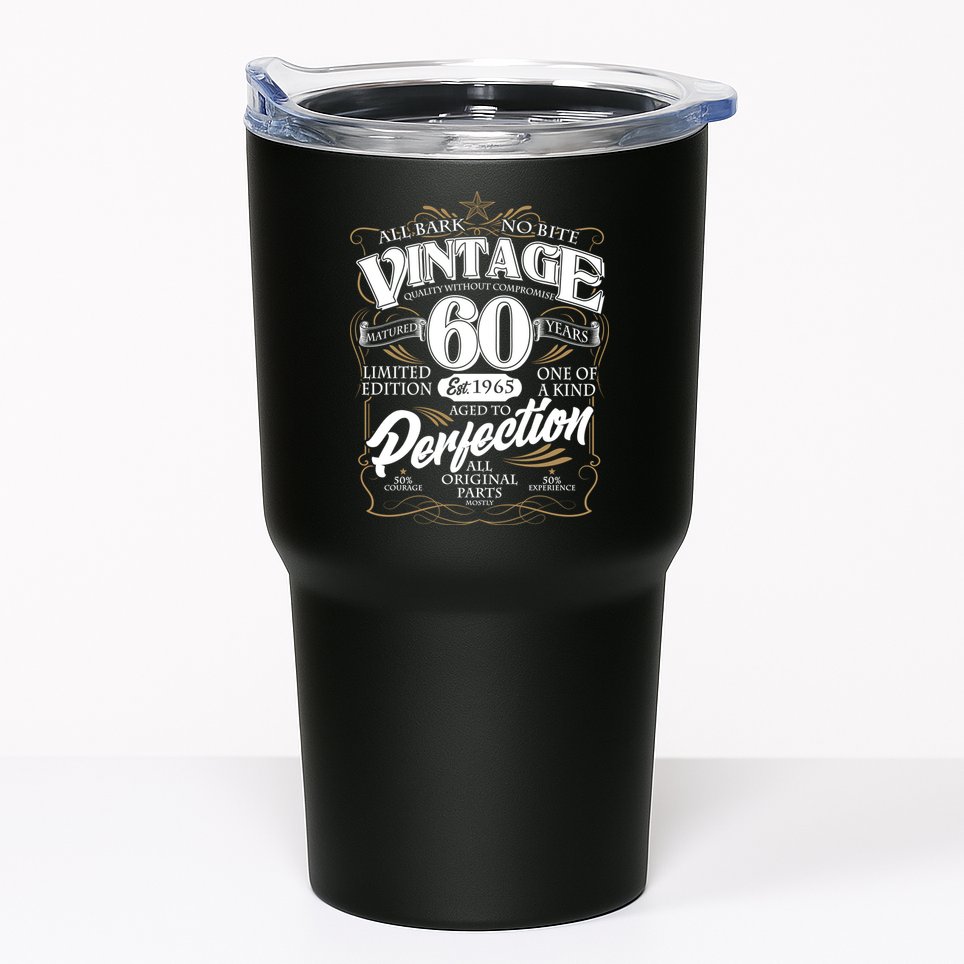 Vintage All Bark No Bite 60th Birthday Est 1965 Tumbler