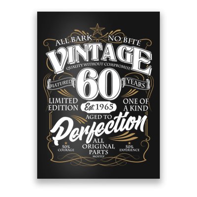 Vintage All Bark No Bite 60th Birthday Est 1965 Poster