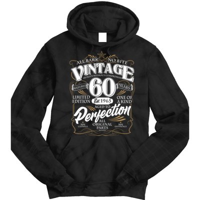 Vintage All Bark No Bite 60th Birthday Est 1965 Tie Dye Hoodie