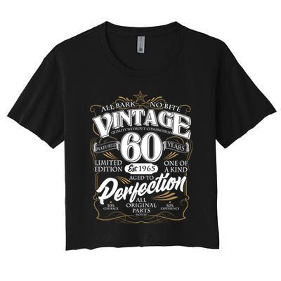 Vintage All Bark No Bite 60th Birthday Est 1965 Crop Top