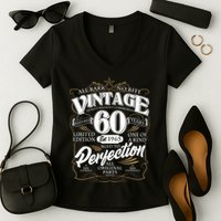 Vintage All Bark No Bite 60th Birthday Est 1965 Women's V-Neck T-Shirt