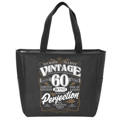 Vintage All Bark No Bite 60th Birthday Est 1965 Zip Tote Bag
