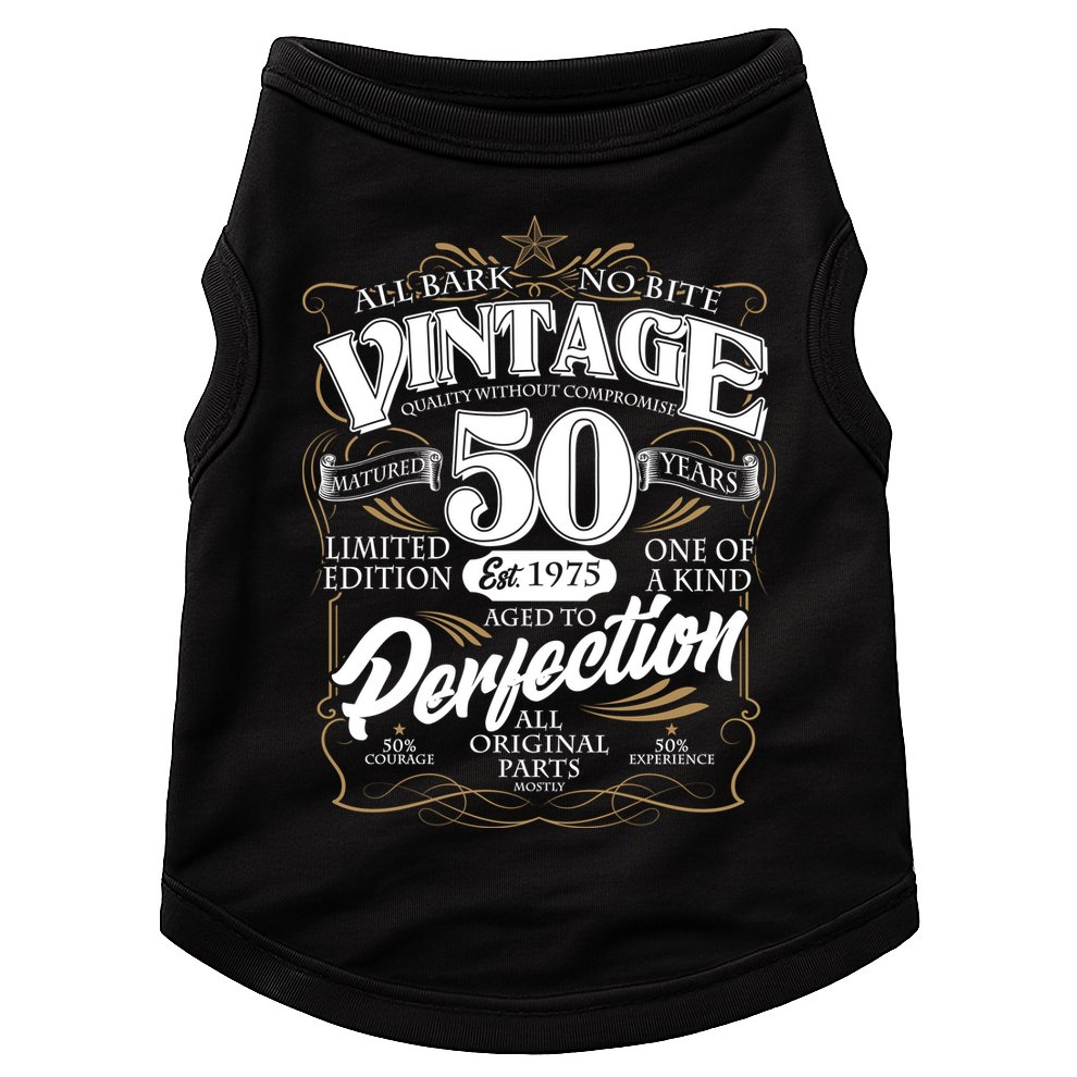 Vintage All Bark No Bite 50th Birthday Est 1975 Doggie Tank