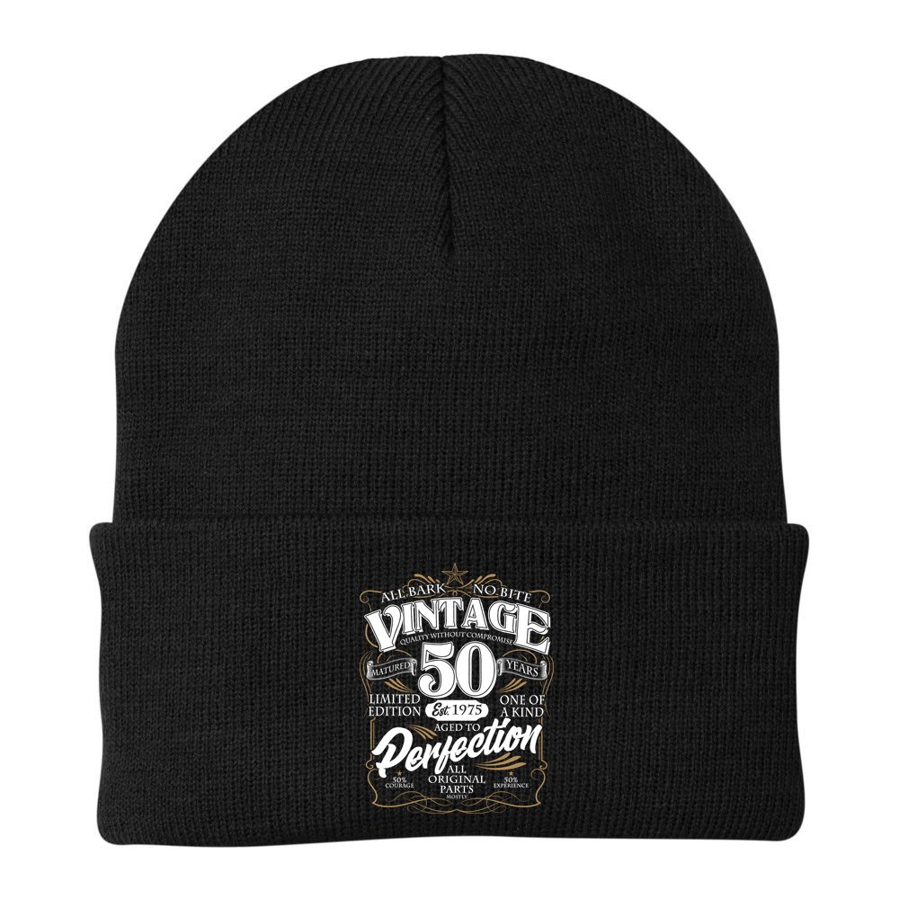 Vintage All Bark No Bite 50th Birthday Est 1975 Beanie