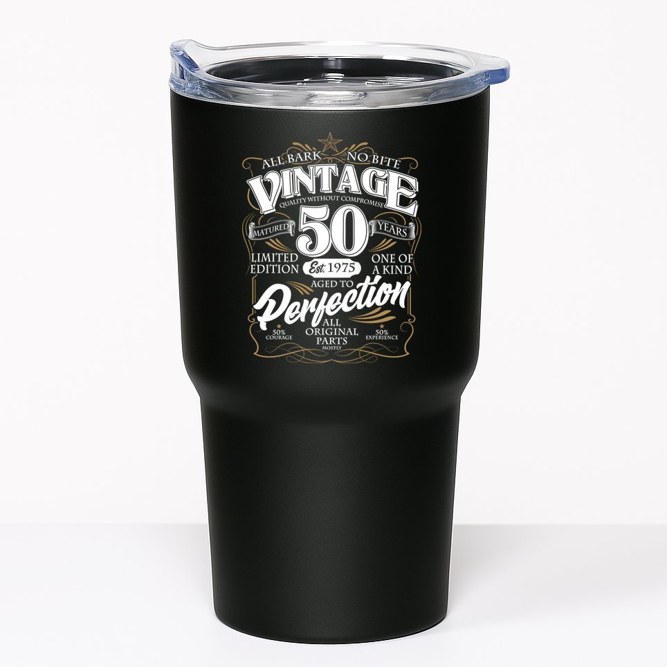 Vintage All Bark No Bite 50th Birthday Est 1975 Tumbler