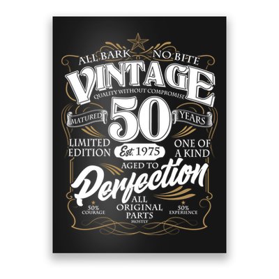 Vintage All Bark No Bite 50th Birthday Est 1975 Poster