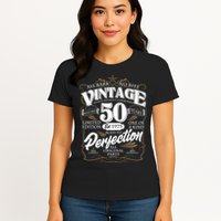 Vintage All Bark No Bite 50th Birthday Est 1975 Womens T-Shirt