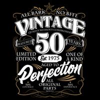 Vintage All Bark No Bite 50th Birthday Est 1975 Womens T-Shirt