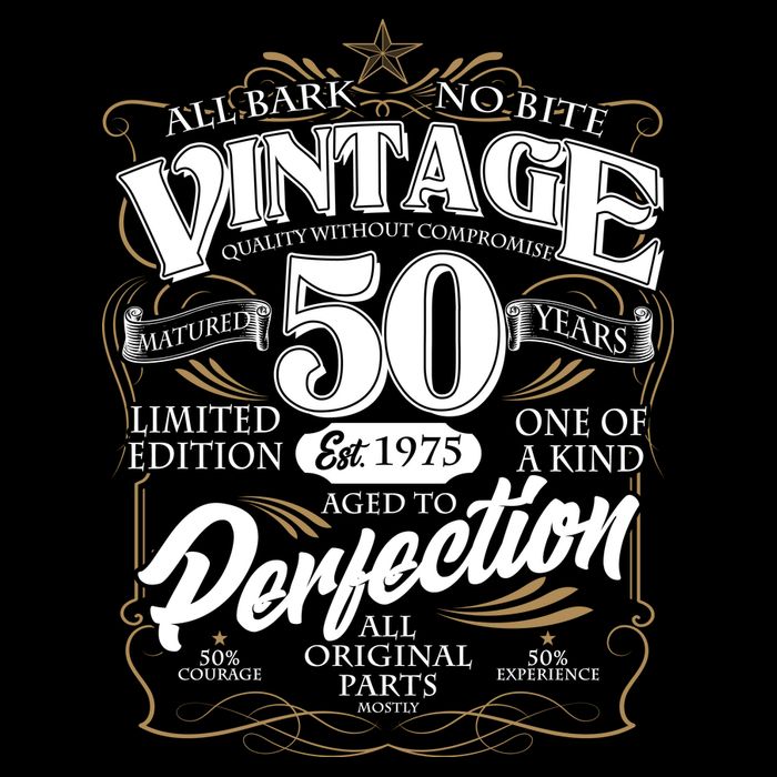 Vintage All Bark No Bite 50th Birthday Est 1975 Womens T-Shirt