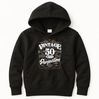 Vintage All Bark No Bite 50th Birthday Est 1975 Kids Hoodie