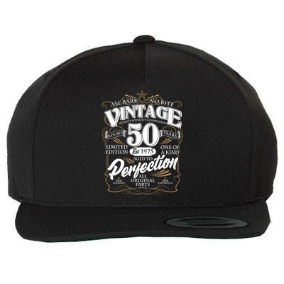 Vintage All Bark No Bite 50th Birthday Est 1975 Wool Snapback Cap