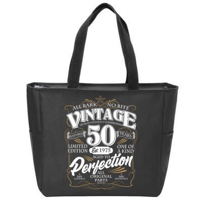 Vintage All Bark No Bite 50th Birthday Est 1975 Zip Tote Bag