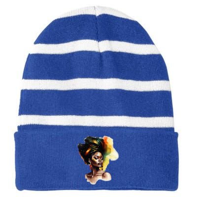 Vibrant Afro Beauty Junenth Black Freedom Black History Gift Striped Beanie with Solid Band