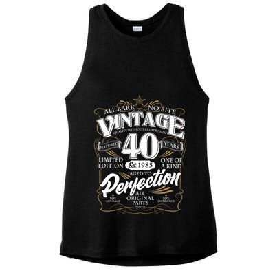 Vintage All Bark No Bite 40th Birthday Est 1985 Ladies PosiCharge Tri-Blend Wicking Tank