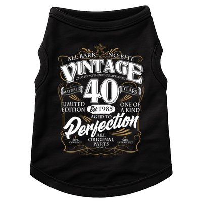 Vintage All Bark No Bite 40th Birthday Est 1985 Doggie Tank