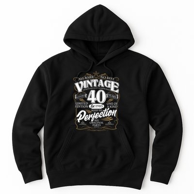 Vintage All Bark No Bite 40th Birthday Est 1985 Hoodie