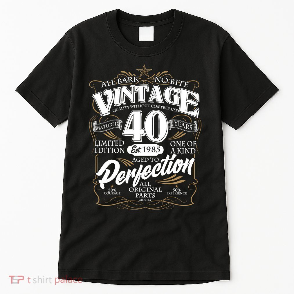 Vintage All Bark No Bite 40th Birthday Est 1985 Tall T-Shirt