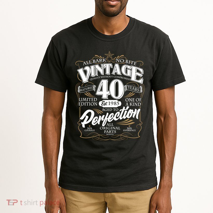 Vintage All Bark No Bite 40th Birthday Est 1985 Tall T-Shirt