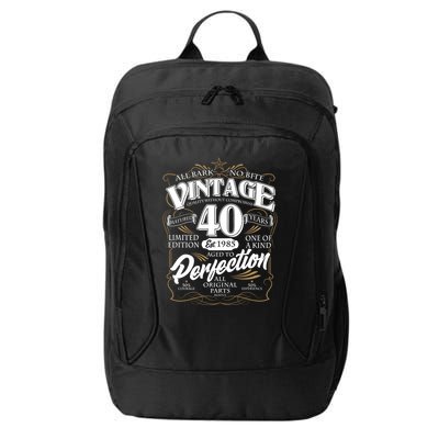 Vintage All Bark No Bite 40th Birthday Est 1985 City Backpack