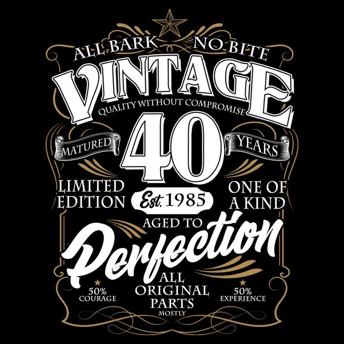 Vintage All Bark No Bite 40th Birthday Est 1985 Button