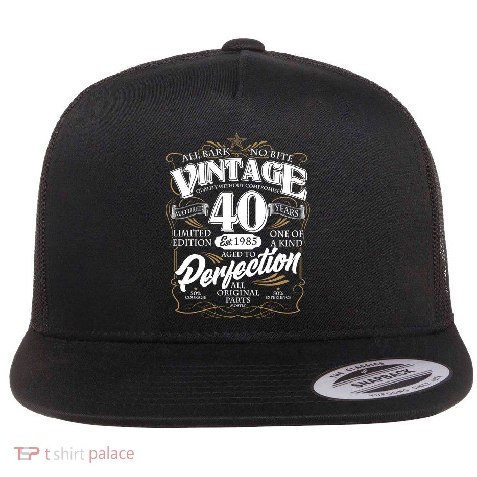 Vintage All Bark No Bite 40th Birthday Est 1985 Flatbill Hat