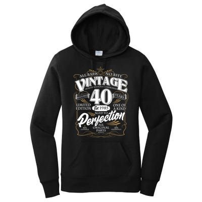 Vintage All Bark No Bite 40th Birthday Est 1985 Women's Pullover Hoodie