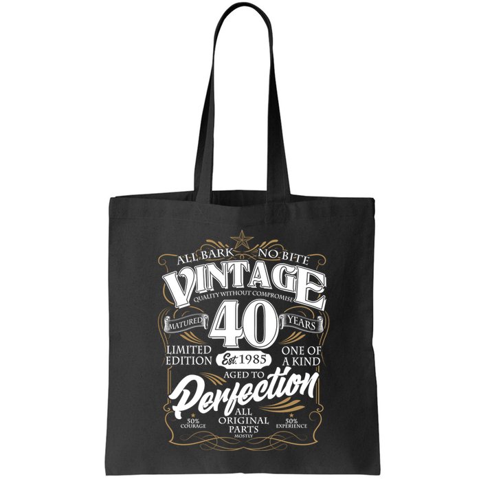 Vintage All Bark No Bite 40th Birthday Est 1985 Bag