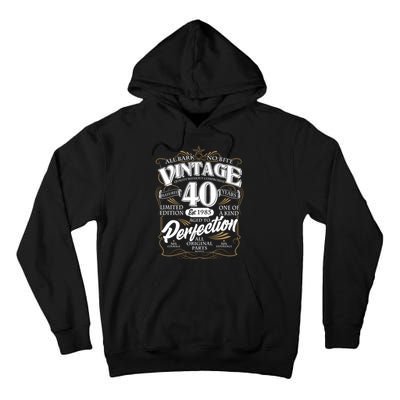 Vintage All Bark No Bite 40th Birthday Est 1985 Tall Hoodie