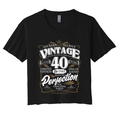 Vintage All Bark No Bite 40th Birthday Est 1985 Crop Top