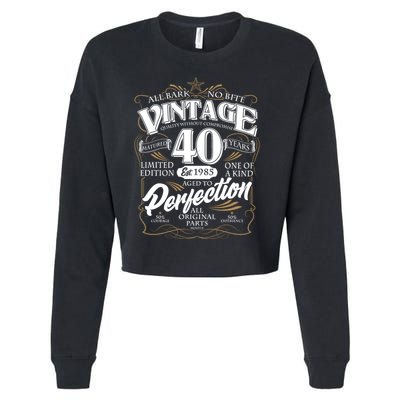 Vintage All Bark No Bite 40th Birthday Est 1985 Cropped Pullover Crew
