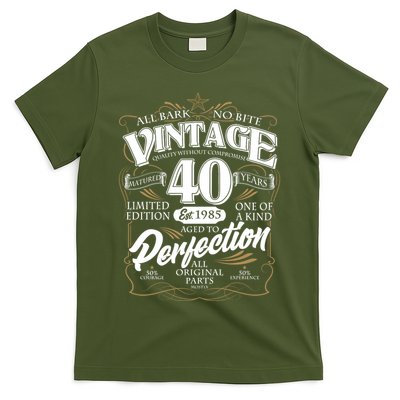 Vintage All Bark No Bite 40th Birthday Est 1985 T-Shirt