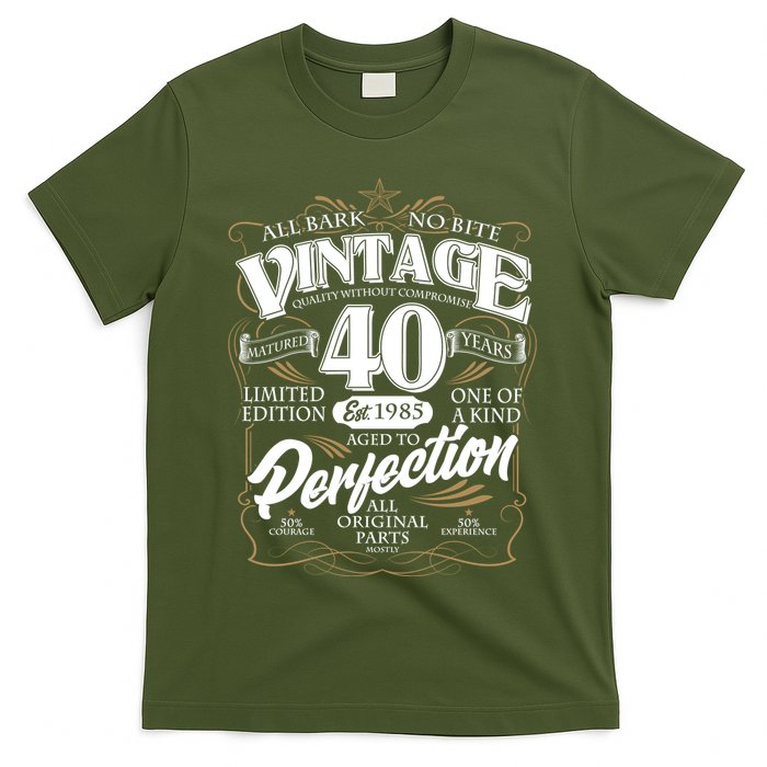 Vintage All Bark No Bite 40th Birthday Est 1985 T-Shirt