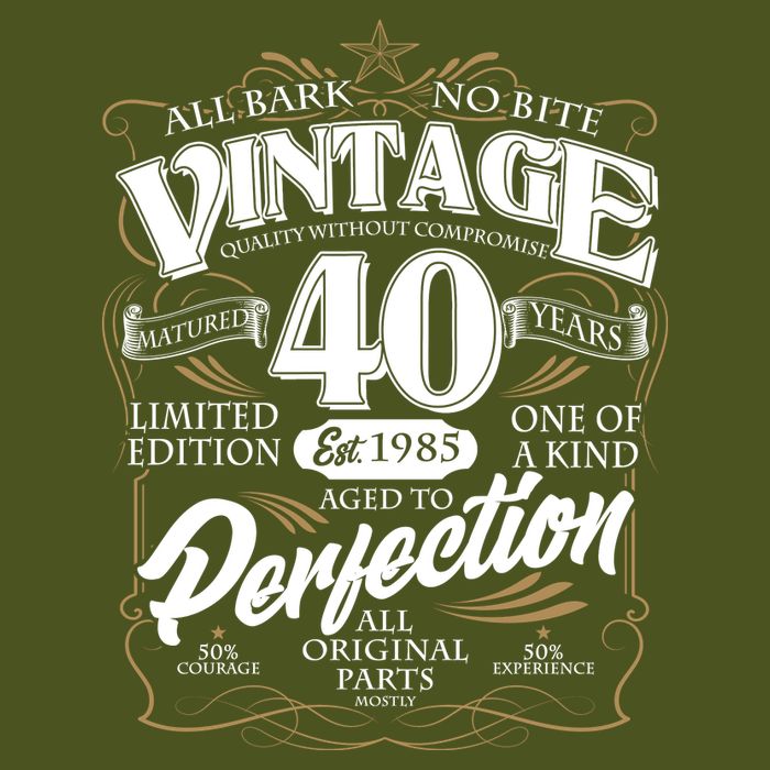 Vintage All Bark No Bite 40th Birthday Est 1985 T-Shirt