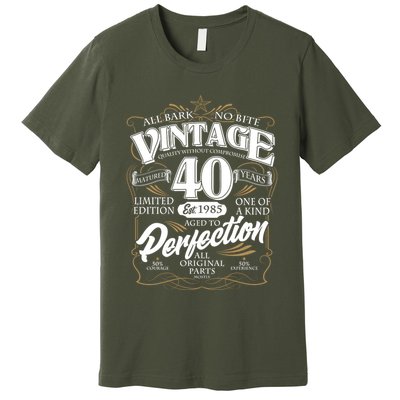 Vintage All Bark No Bite 40th Birthday Est 1985 Premium T-Shirt