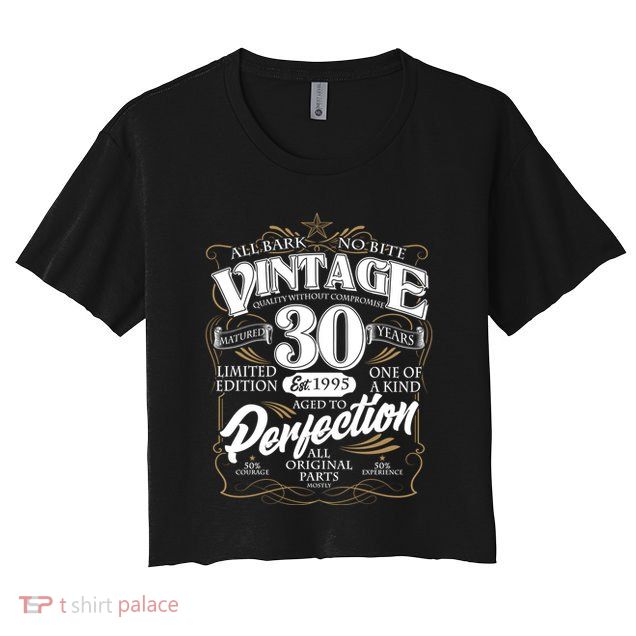 Vintage All Bark No Bite 30th Birthday Est 1995 Crop Top