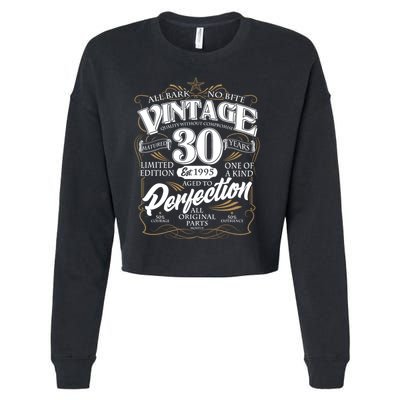 Vintage All Bark No Bite 30th Birthday Est 1995 Cropped Pullover Crew