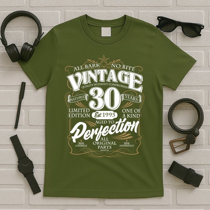 Vintage All Bark No Bite 30th Birthday Est 1995 T-Shirt