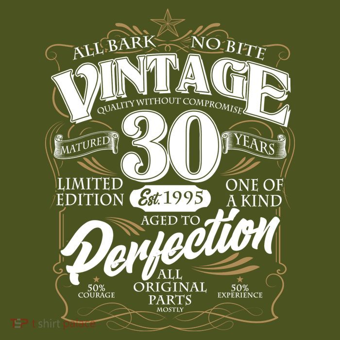 Vintage All Bark No Bite 30th Birthday Est 1995 T-Shirt