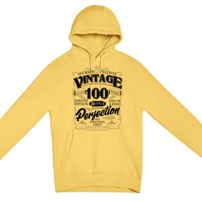 Vintage All Bark No Bite 100th Birthday Est 1924 Premium Pullover Hoodie